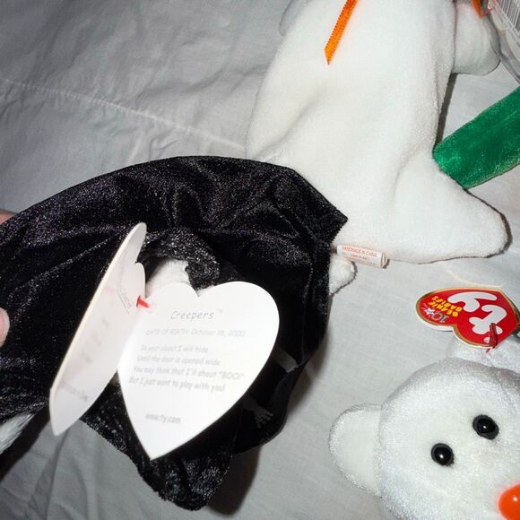 Lot of 5 Ty Halloween Beanie Babies • Spooky Ghost Sheets, Pumpkin Bear, Skeleto - Picture 7 of 13